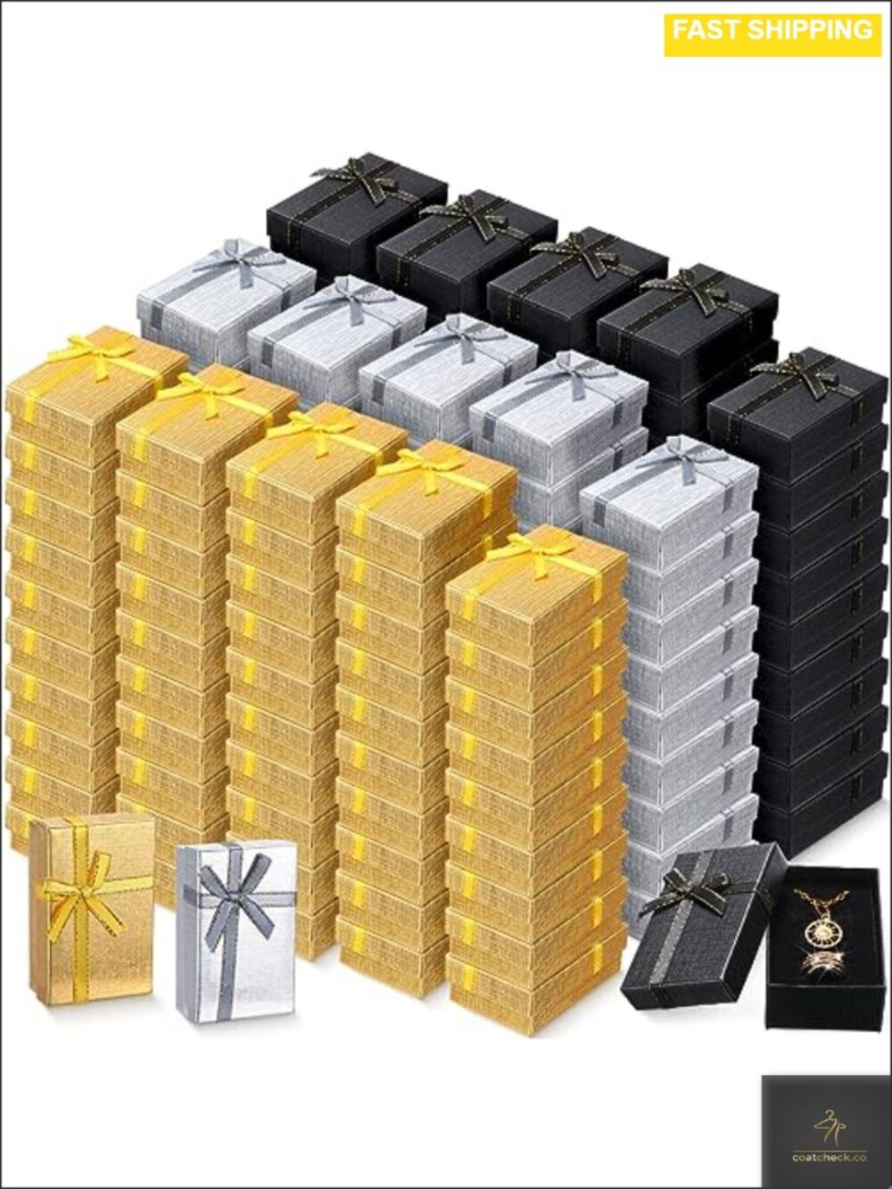 240 Pack Small Jewelry Gift Boxes with Lids and Bows Cardboard